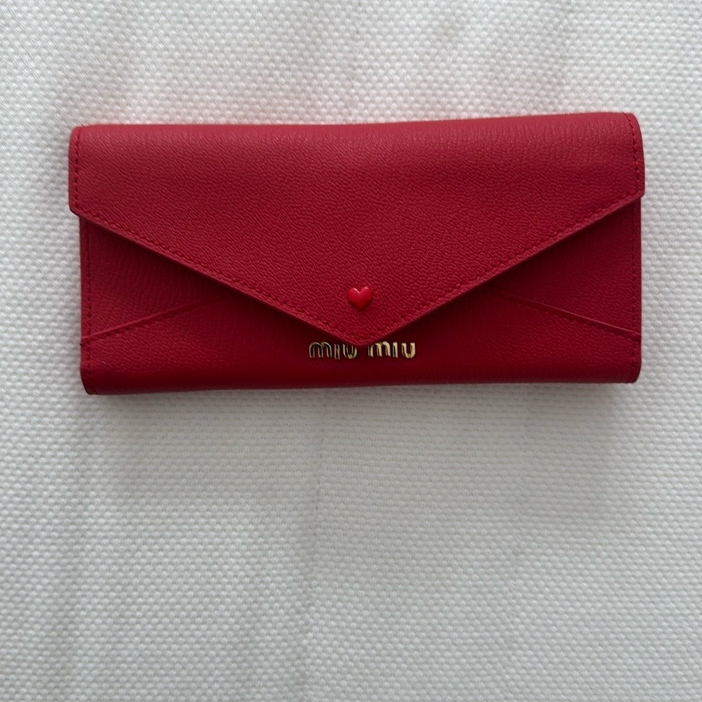 Red Leather Wallet with Gold Hardware